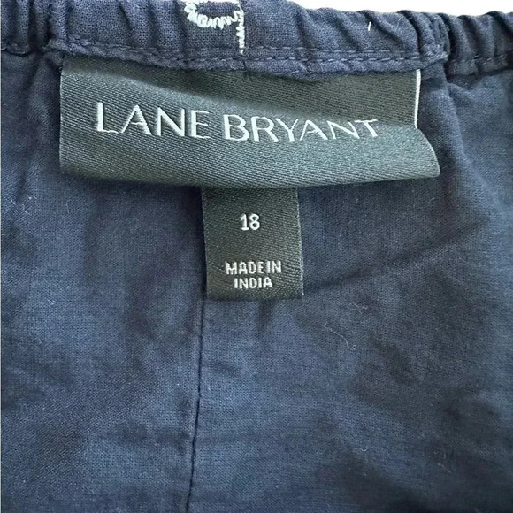 LANE BRYANT Off Shoulder Peplum Blouse Top Blue White Embroidered Size 18 Lined - Picture 3 of 7